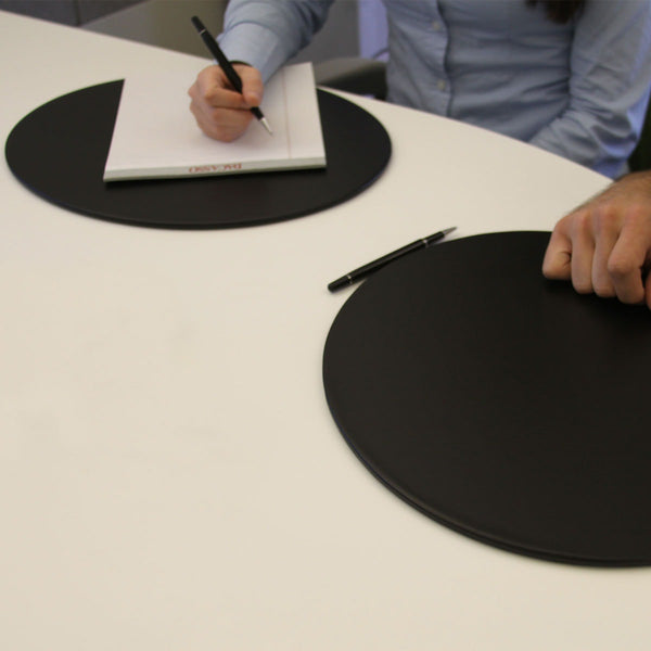 Dacasso Classic Black Leather 17" X 14" Oval Conference Pad