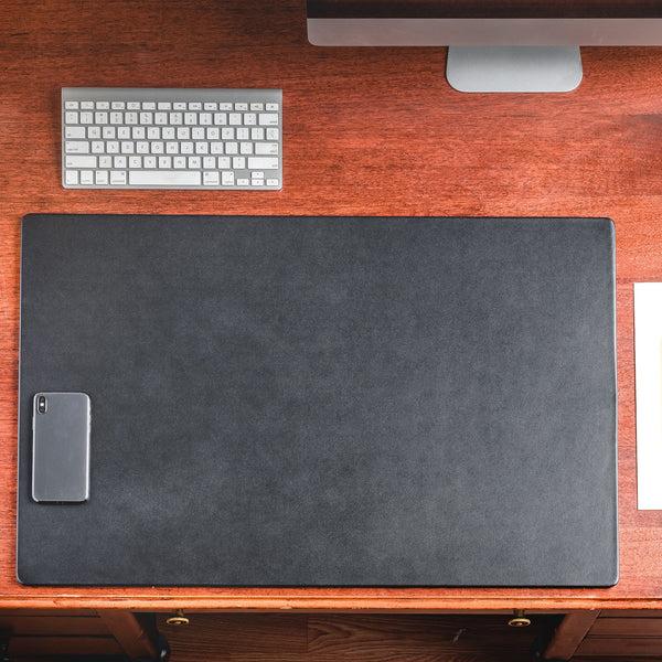 Dacasso Classic Black Leather 30" X 19" Desk Mat Without Rails