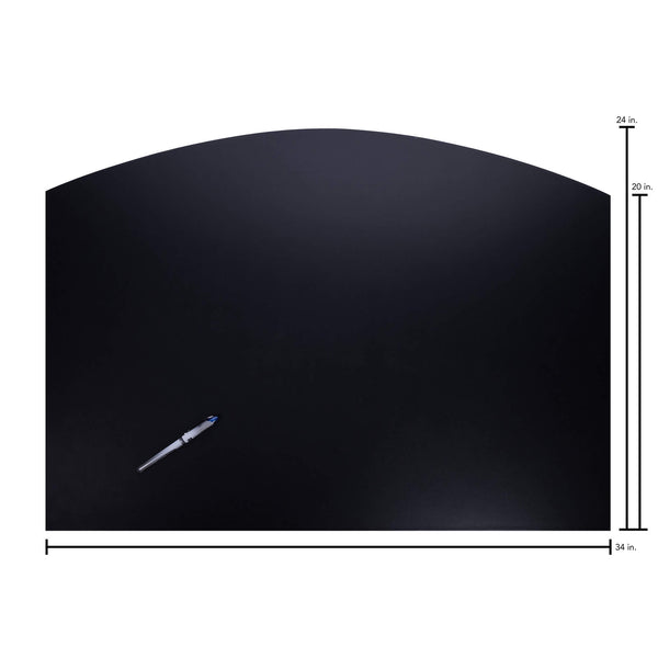 Dacasso Classic Black Leather 34" X 24" Arched Desk Mat Without Side-Rails