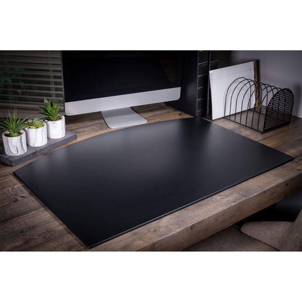 Dacasso Classic Black Leather 34" X 24" Arched Desk Mat Without Side-Rails