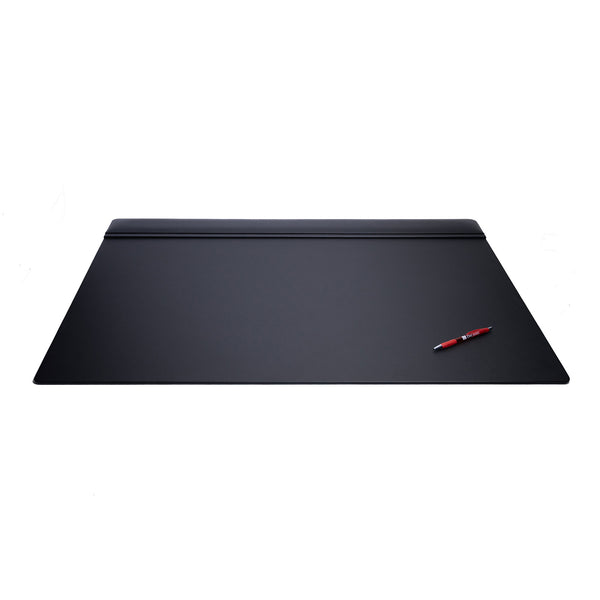 Dacasso Classic Black Leather 38" X 24" Top-Rail Desk Pad