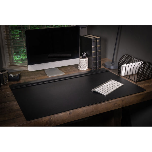 Dacasso Classic Black Leather 38" X 24" Top-Rail Desk Pad