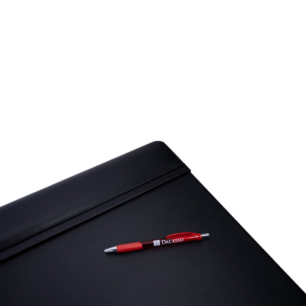 Dacasso Classic Black Leather 38" X 24" Top-Rail Desk Pad