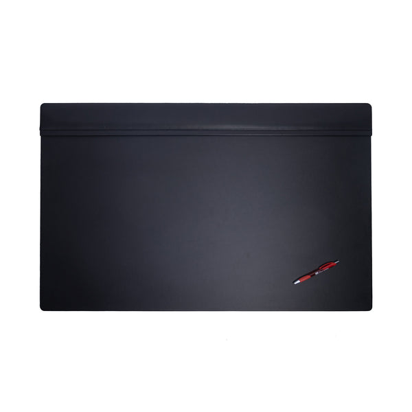 dacasso Classic Black Leather 38" x 24" Top-Rail Desk Pad