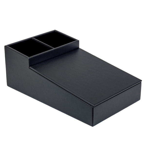 Dacasso Classic Black Leather Coffee Condiment Organizer