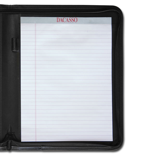Dacasso Classic Black Leather Deluxe Letter-Size Zip-Around Portfolio