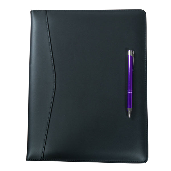 dacasso Classic Black Leather Deluxe Letter-Size Zip-Around Portfolio