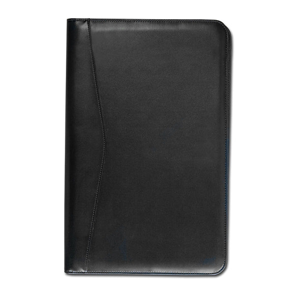 Dacasso Classic Black Leather Deluxe Zip-Around Portfolio - Legal Size