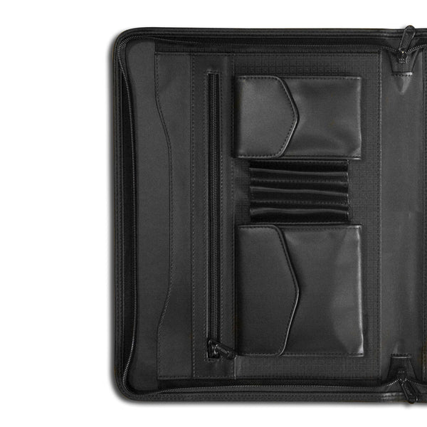 Dacasso Classic Black Leather Enhanced Zip-Around Portfolio