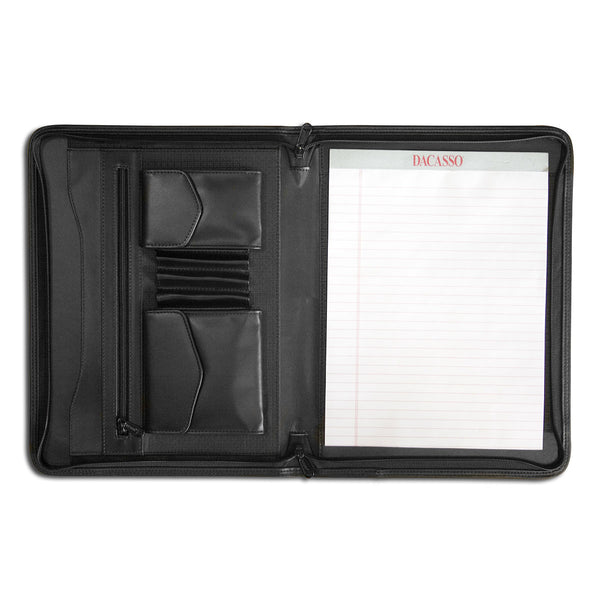 dacasso Classic Black Leather Enhanced Zip-Around Portfolio