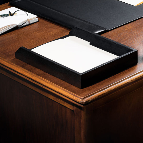Dacasso Classic Black Leather Front-Load Letter Tray