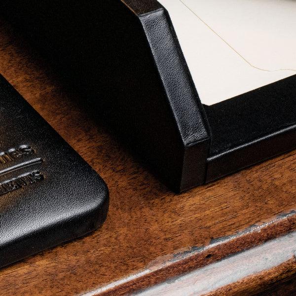 Dacasso Classic Black Leather Front-Load Letter Tray