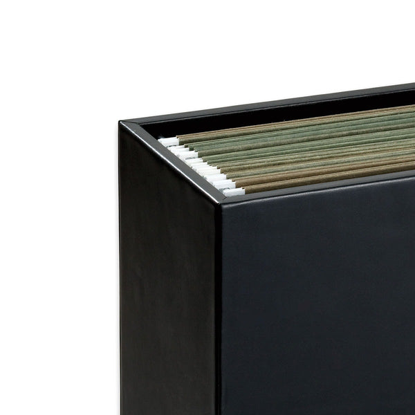 Dacasso Classic Black Leather Hanging File Folder Box