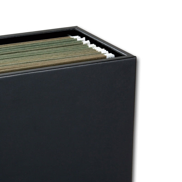 Dacasso Classic Black Leather Hanging File Folder Box