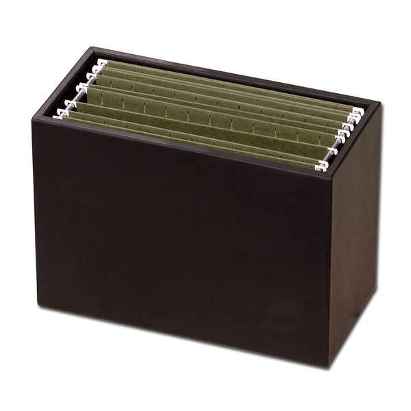 Dacasso Classic Black Leather Hanging File Folder Box