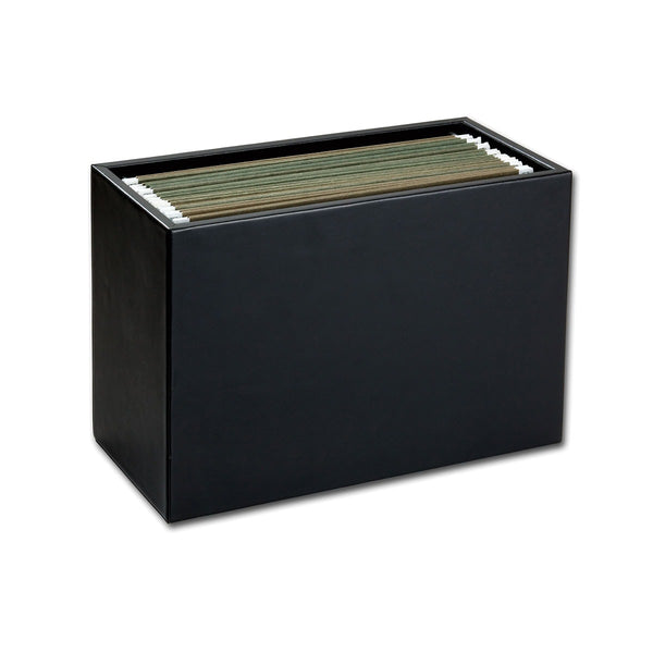 dacasso Classic Black Leather Hanging File Folder Box