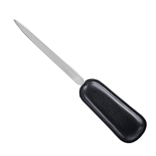 Dacasso Classic Black Leather Letter Opener With Silver Blade