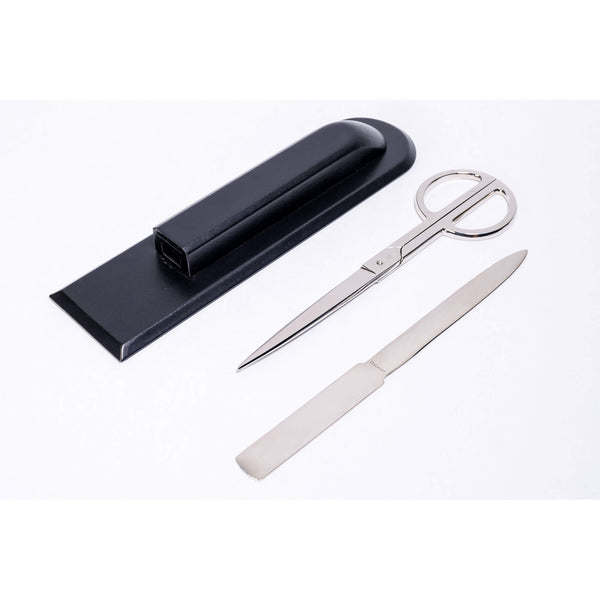 Dacasso Classic Black Leather Library Set - Silver Hardware