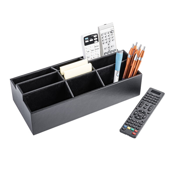 Dacasso Classic Black Leather Remote Control Organizer (Coasters Available Separately)