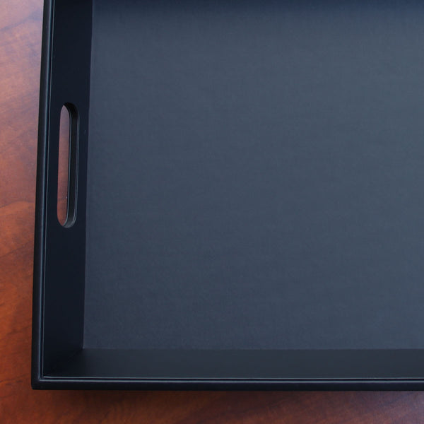 Dacasso Classic Black Leather Serving Tray With Handles