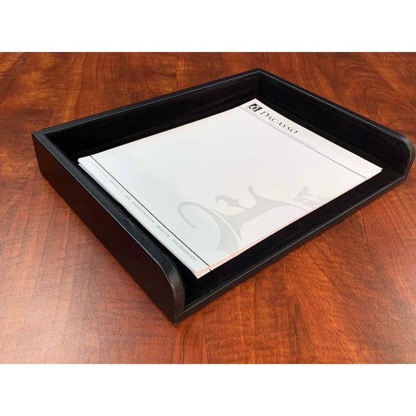 Dacasso Classic Black Leather Side Load Letter Tray