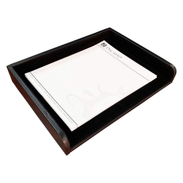 dacasso Classic Black Leather Side Load Letter Tray