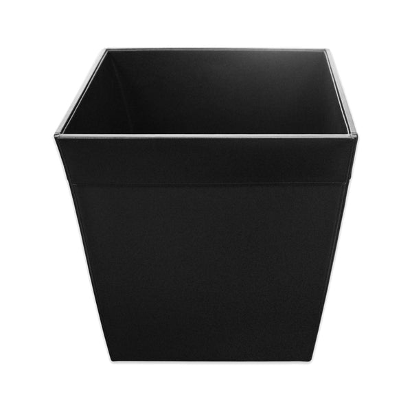Dacasso Classic Black Leather Square Waste Basket 32 Qt