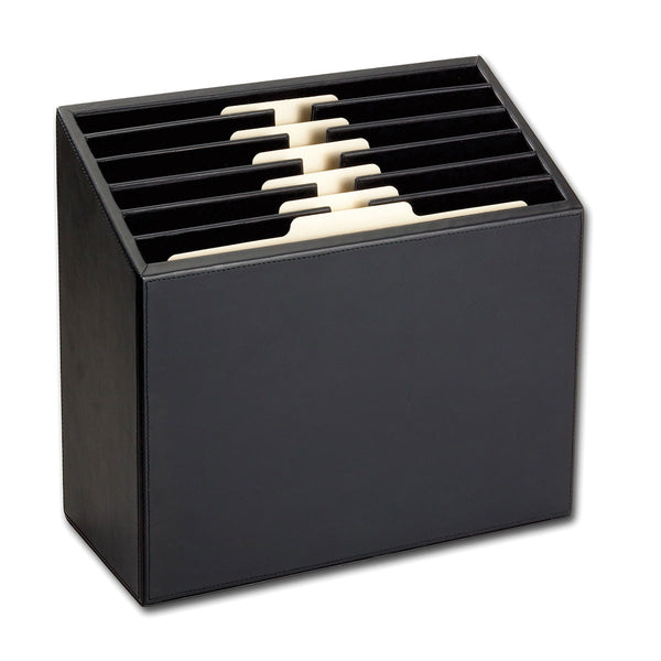 Dacasso Classic Black Leather Vertical Letter Sorter
