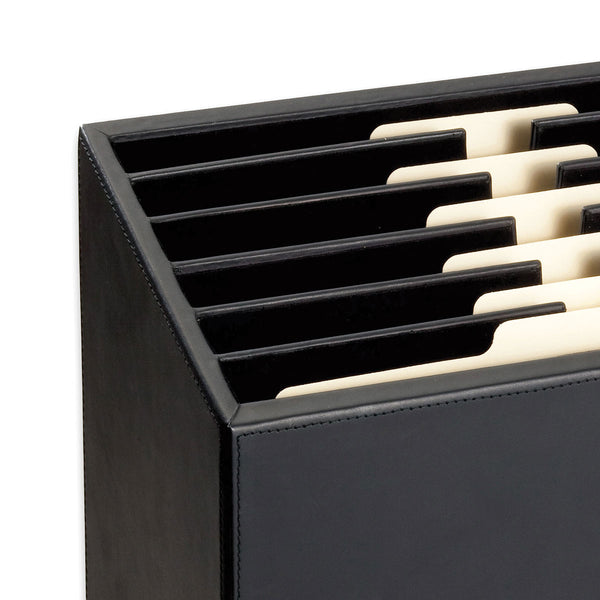 Dacasso Classic Black Leather Vertical Letter Sorter