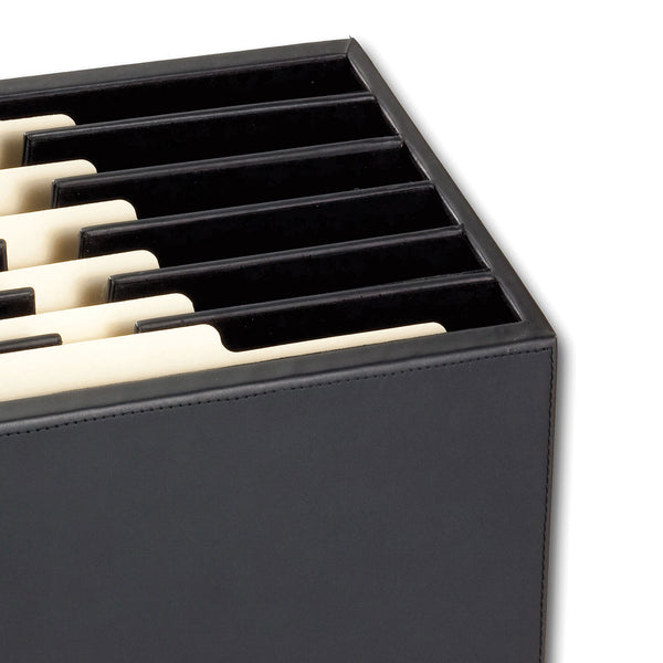 Dacasso Classic Black Leather Vertical Letter Sorter