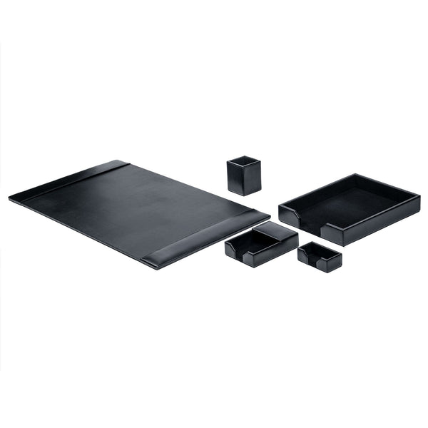 Dacasso Black Bonded Leather 5-Piece Desk Set