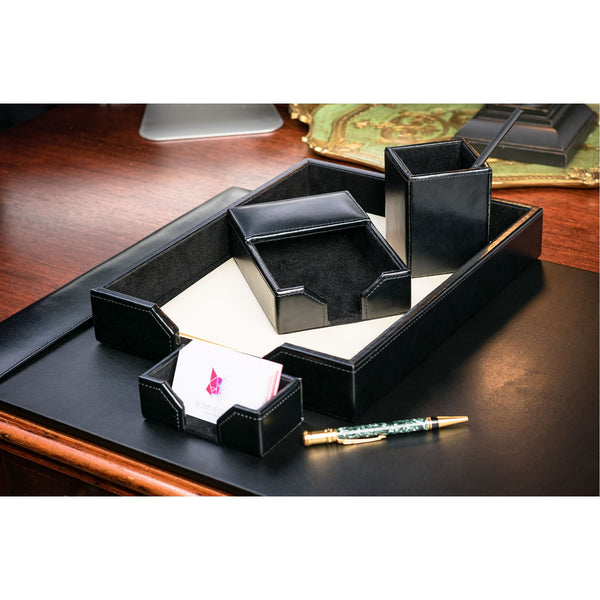 Dacasso Black Bonded Leather 5-Piece Desk Set