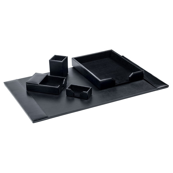 dacasso Black Bonded Leather 5-Piece Desk Set
