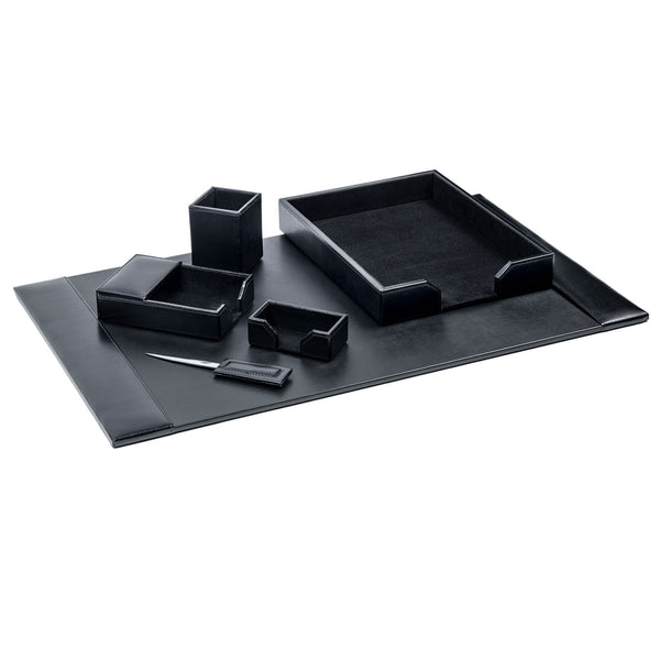 dacasso Black Bonded Leather 6-Piece Desk Set