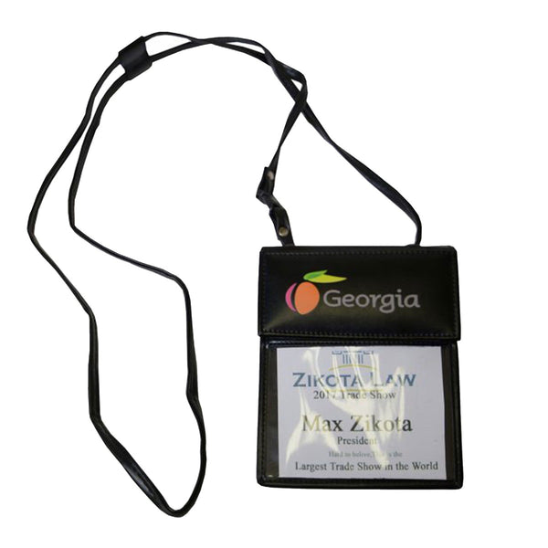 Dacasso Black Bonded Leather Badge Holder