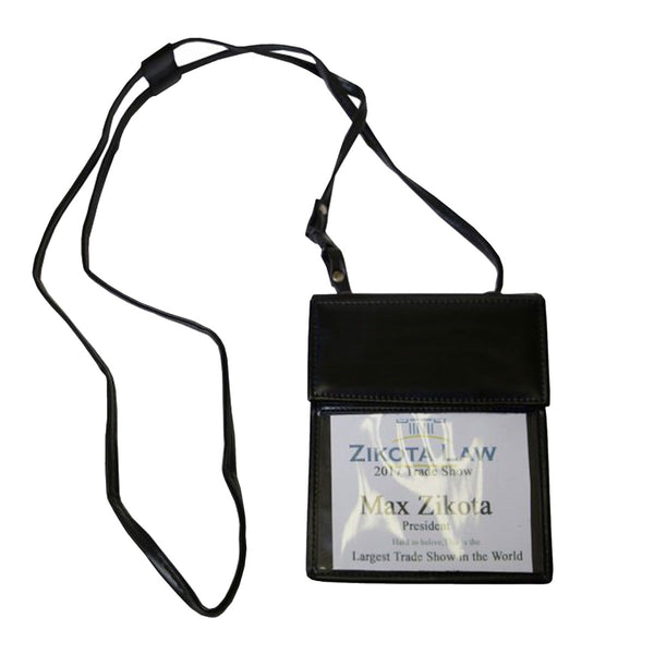 dacasso Black Bonded Leather Badge Holder