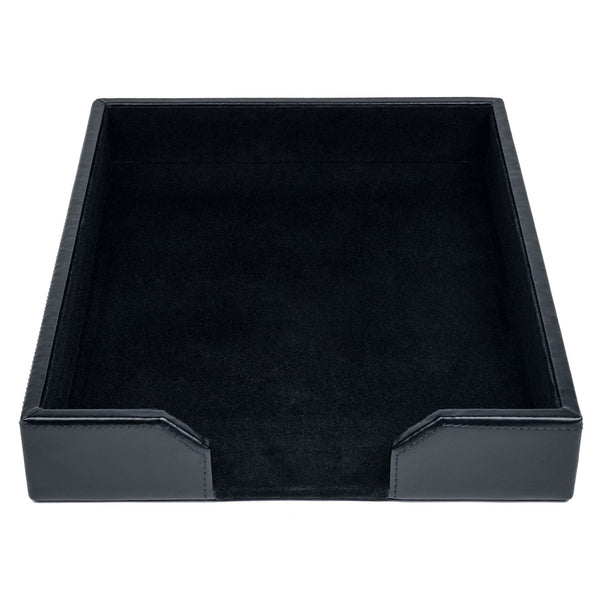 dacasso Black Bonded Leather Letter Tray