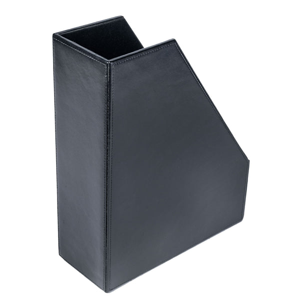 Dacasso Black Bonded Leather Magazine Rack