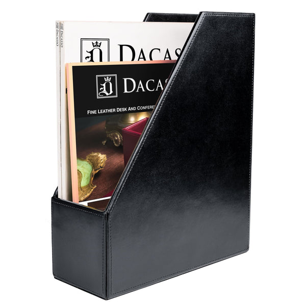 Dacasso Black Bonded Leather Magazine Rack