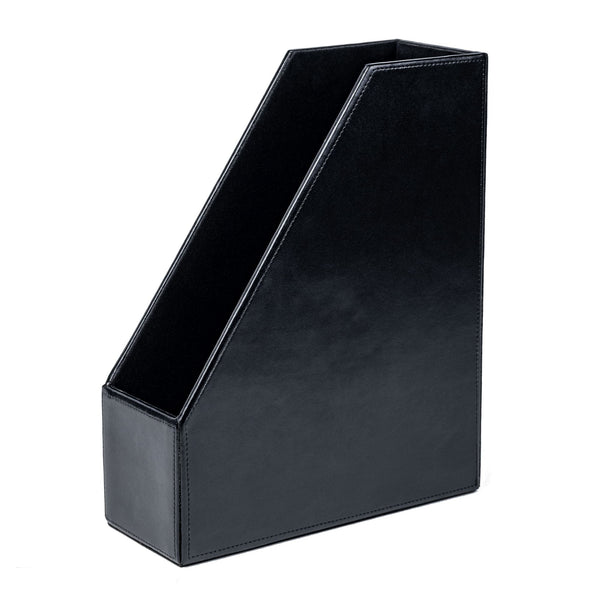dacasso Black Bonded Leather Magazine Rack