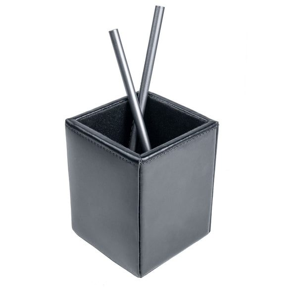 dacasso Black Bonded Leather Pencil Cup