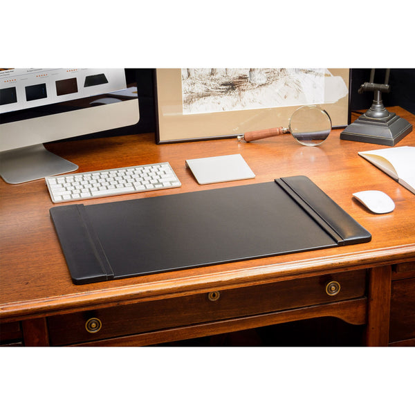Dacasso Black Leather 22" X 14" Side-Rail Desk Pad