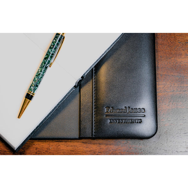 Dacasso Black Leather 22" X 14" Side-Rail Desk Pad
