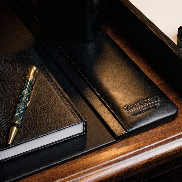 Dacasso Black Leather 38" X 24" Side-Rail Desk Pad