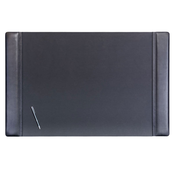dacasso Black Leather 38" x 24" Side-Rail Desk Pad