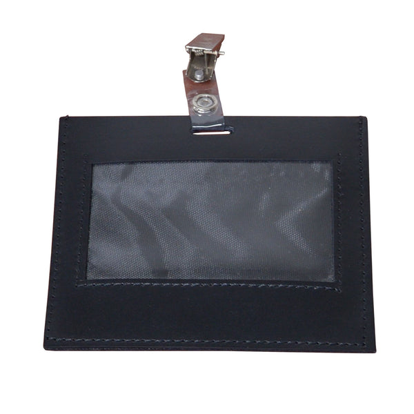 Dacasso Black Leather ID Badge Holder