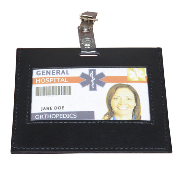 dacasso Black Leather ID Badge Holder