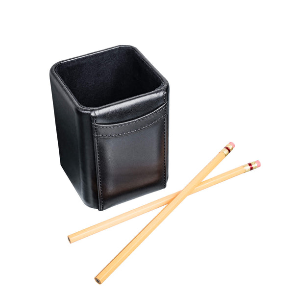 Dacasso Black Leather Pencil Cup