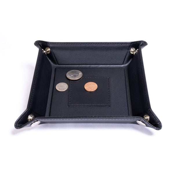 Dacasso Black Leather Travel Change Valet Tray
