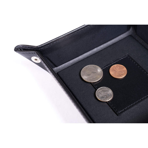 Dacasso Black Leather Travel Change Valet Tray